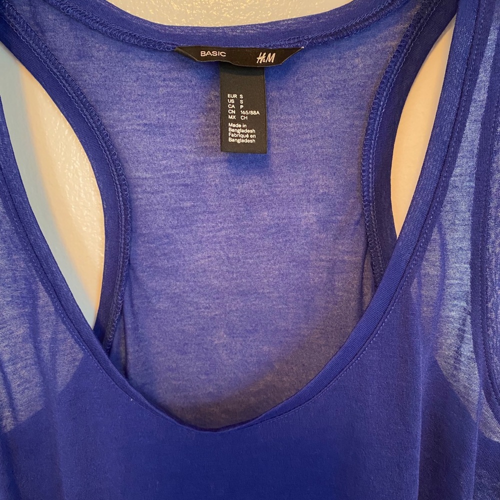NWOT H&M Sheer Blue Razorback Tank - Picture 3 of 6